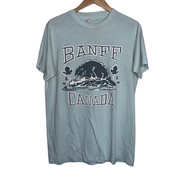 Quality Goods Banff Canada National Park Single Stitch Pale Blue T-shirt Large - Picture 1 of 13